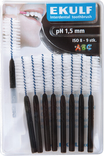 Ekulf pH Mellomromsbørste, Svart, 1,5 mm, 9 stk.