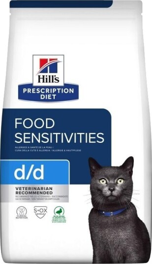 Hill's Prescription Diet d/d Kattemat med And og Erter 1,5 kg for Fôrintoleranse