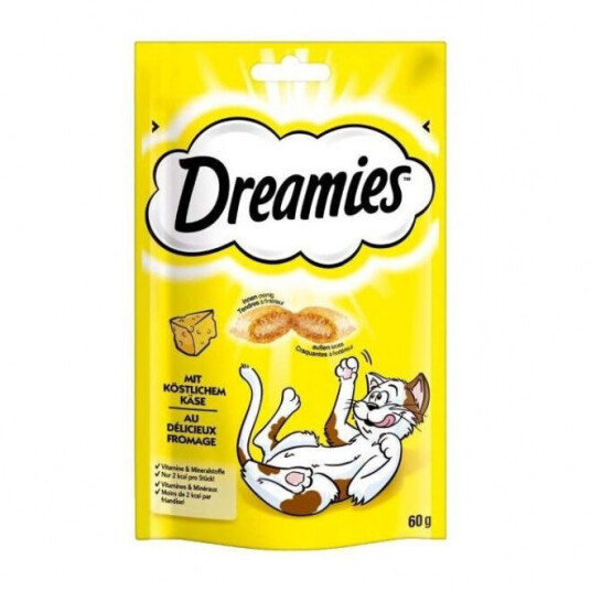Dreamies Kattegodbiter Ost 60 g - Snacks med Kylling, Laks og Vitaminer Dreamies Kattegodbiter Ost 60 g - Snacks med Kylling, Laks og Vitaminer