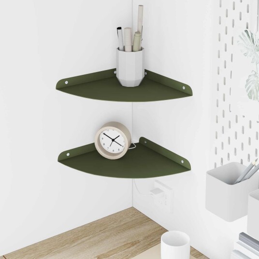 vidaXL Flytende hylle med hylle 2 pcs Olivengrønn 24 x 24 x 2 cm