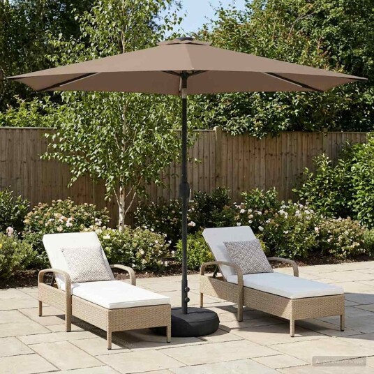 vidaXL Hageparasol med LED lamper og fot 300 x 300 cm Polyester