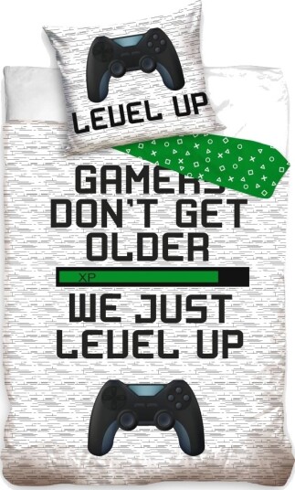Gamer Sengetøj ""Level Up"" 100 Procent Bomuld