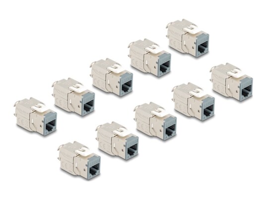 Delock Modulinnlegg Toolfree Cat 6A Stp Rj 45 Grå En Pakke 10 88120