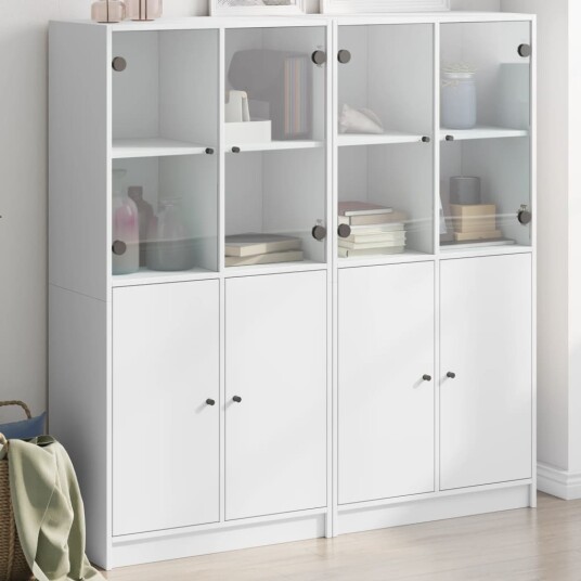  Bokhylle med dører hvit 136x37x142 cm konstruert tre 8721012216143