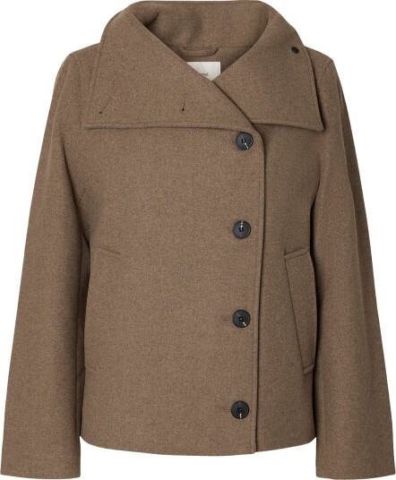 Selected Slwzia Zoe Wool Blend Jacket Brown 36