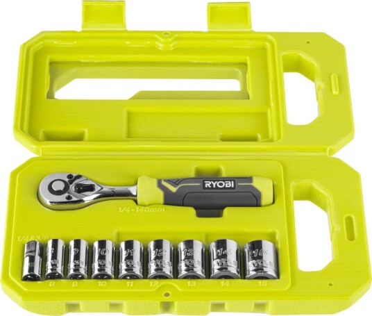 Ryobi Skralle Og Hylsesett RHRS10PC Ryobi Skralle Og Hylsesett RHRS10PC