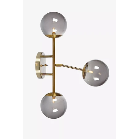 Markslöjd Trinity vegglampe 60 cm Messing/Røykfarget glass 1678793-02-0 1678794-01-0