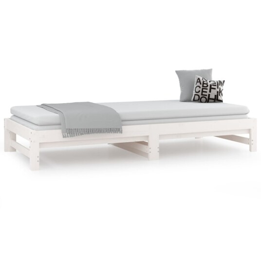 vidaXL Uttrekkbar dagseng hvit 2x(90x190) cm heltre furu vidaXL Uttrekkbar dagseng hvit 2x(90x190) cm heltre furu