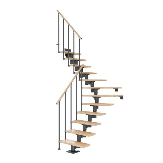 Dolle Cork Bøk L trapp Antracit Classic II Gelender 15T
