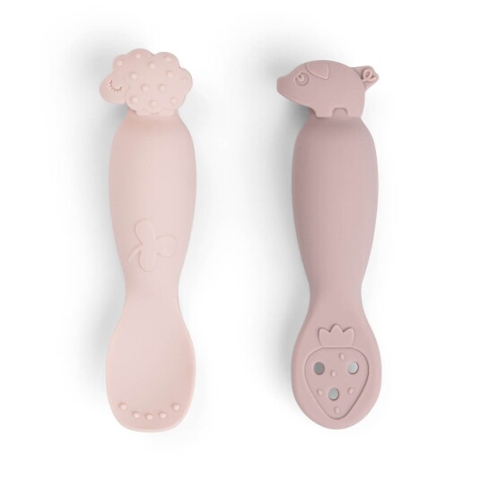 Done By Deer Learning Spoon Set Skjeer 2 Pakk Tiny Farm Powder
