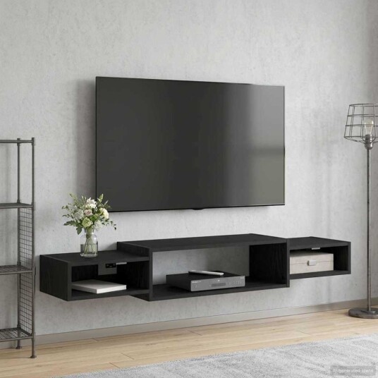 vidaXL Vegghengt TV-skap Veggmontert Svart eik 140 x 28 x 21 cm