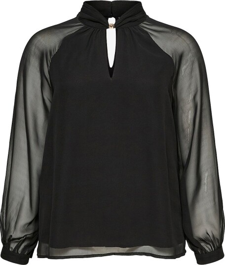 Vero Moda Curve Bluse Vmcmolly Detail Ls Top Wvn Cur Svart