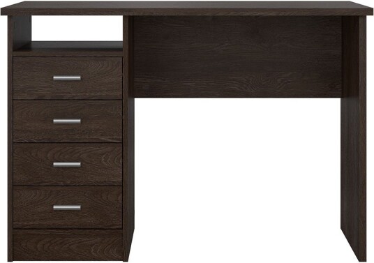 FunctionPlus skrivebord 4 skuffer 1 hylle mørk.