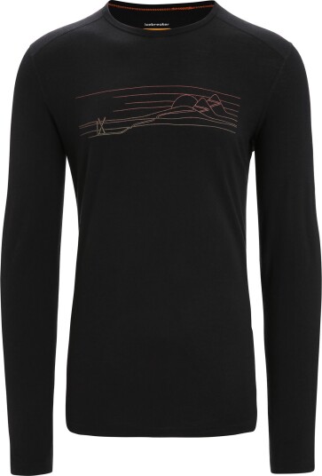 Icebreaker Men 200 Oasis Ls Crewe Ski Stripes Black M