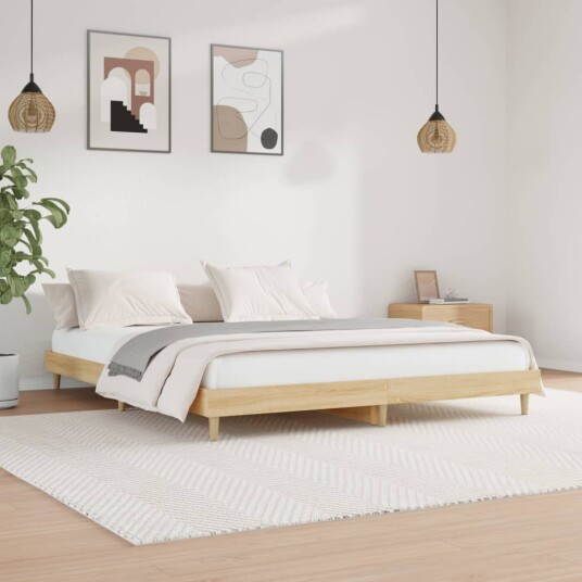 vidaXL Sengeramme sonoma eik 160x200 cm konstruert tre