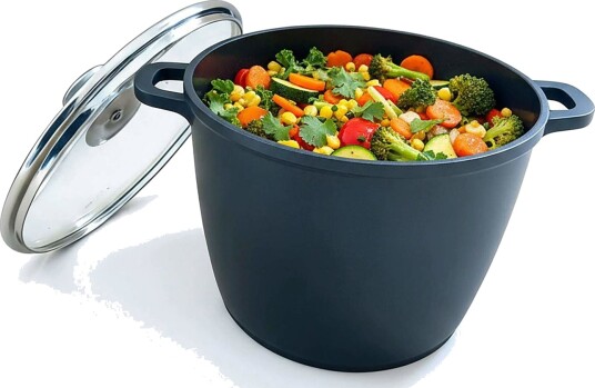 XXL non stick suppegryte med glasslokk – støpt aluminium