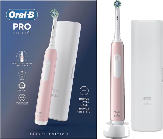 Oral-B Pro Series 1 Elektrisk tannbørste Rosa med Reiseetui