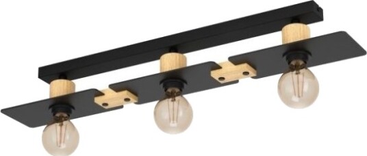 Eglo Bramerton Ceiling 3L E27 Svart/Tre Fsc Eglo Bramerton Ceiling 3L E27 Svart/Tre Fsc
