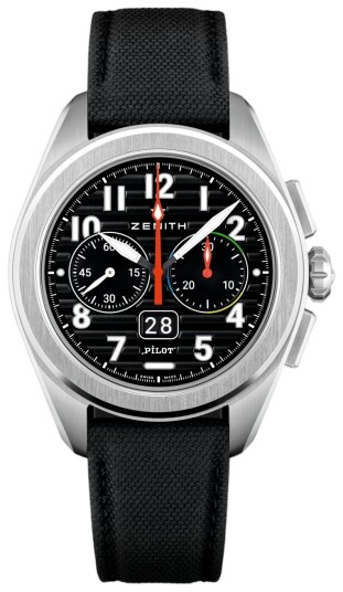 Zenith Herreklokke 03.4000.3652 21.I001 Pilot Sort/Gummi Ø42.5 mm