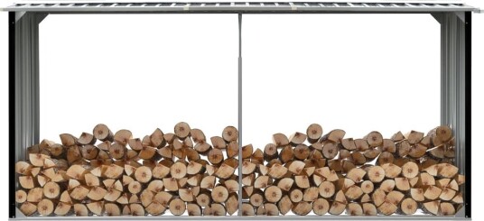 Vedskjul galvanisert stål 330x92x153 cm antrasitt Vedskjul galvanisert stål 330x92x153 cm antrasitt