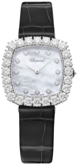 Chopard Dameklokke 13A386 1106 L Heure Du Diamant Hvit/Lær