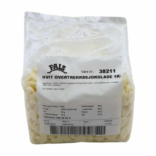 Non Temp Sjokolade,Hvit 1kg Non Temp Sjokolade,Hvit 1kg