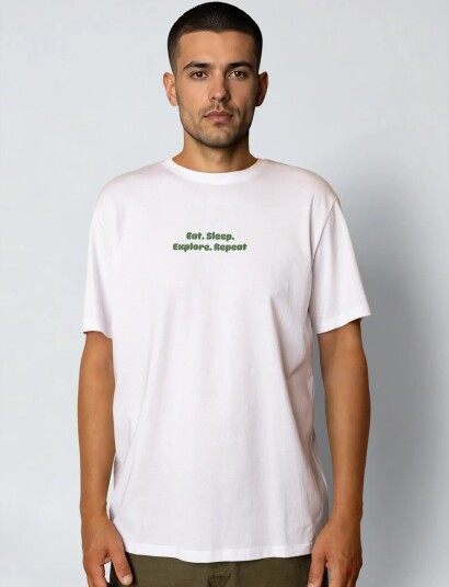 Fat Moose Eat Sleep T Shirt White XXL