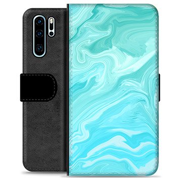 Huawei P30 Pro Premium Lommebok-deksel Blå Marmor