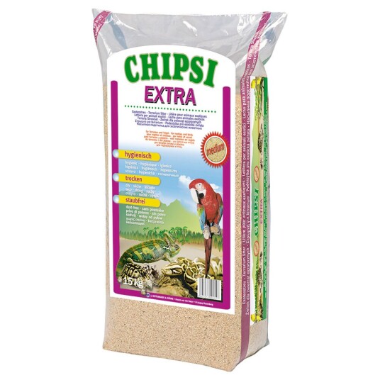Chipsi Extra Trefliser av bøk - 15 kg, Middels granularitet Chipsi Extra Trefliser av bøk - 15 kg, Middels granularitet