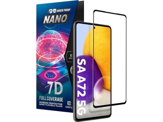 Crong 7D Nano Flexible Glass - Uknuselig 9H Hybridglass For Hele Samsung Galaxy A72-Skjermen