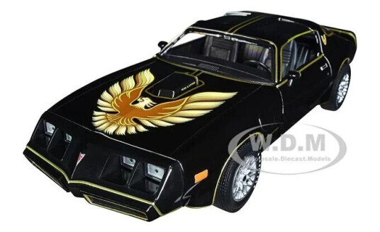 Greenlight 1979 Pontiac Firebird TA Trans Am Black with Hood Phoenix Rocky II 1979 Movie 1:24 Scale Diecast Model Car