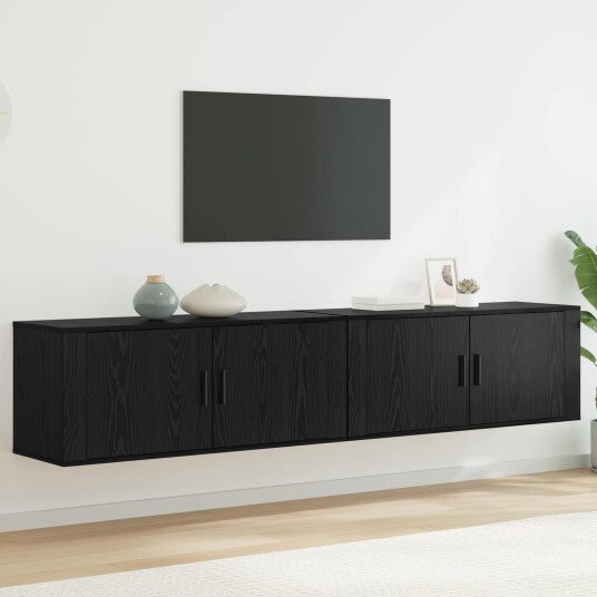 Veggmontert TV hylle sett 2 pcs Svart Eik 100 x 34,5 x 40 cm Veggmontert TV hylle sett 2 pcs Svart Eik 100 x 34,5 x 40 cm