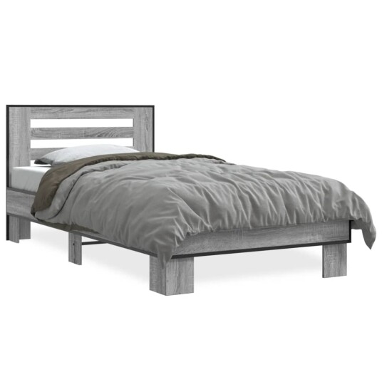  Sengeramme grå sonoma 100x200 cm konstruert tre og metall 8721102446283