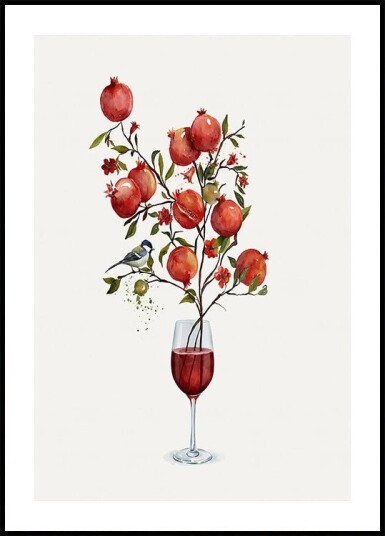 Pomegranate In a Glass of Wine Plakat Plakat / 40x50cm Pomegranate In a Glass of Wine Plakat Plakat / 40x50cm