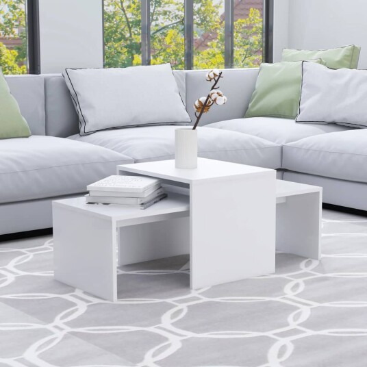 vidaXL Salongbordsett hvit 100x48x40 cm sponplate vidaXL Salongbordsett hvit 100x48x40 cm sponplate