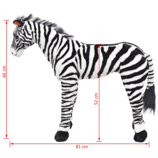 vidaXL Stående lekezebra plysj svart og hvit XXL vidaXL Stående lekezebra plysj svart og hvit XXL
