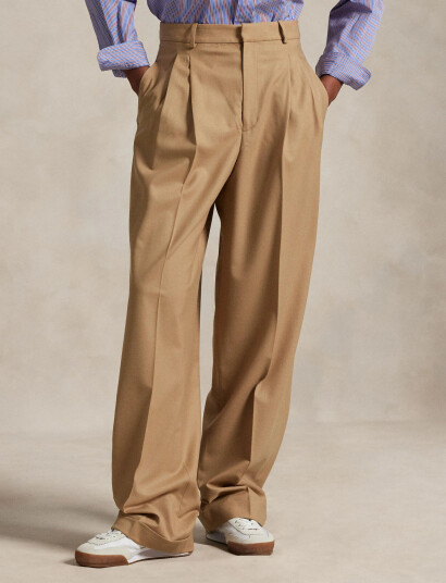 Polo Ralph Lauren Flannel Wide-Leg Pant - Beige - 40