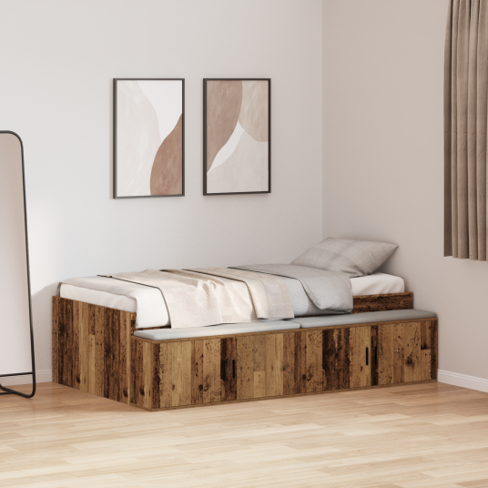 Lagrings Seng Ramme Gammel Tre 75x190 cm