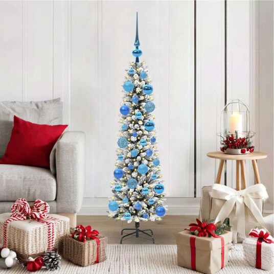  Kunstig juletre Grønn og hvit 120 cm PVC og Metall og Plast