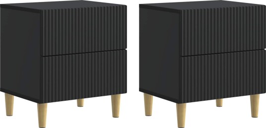  Nattbordskap 2 pcs Svart 43 x 34,5 x 48 cm Konstruert tre