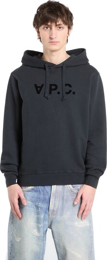 A.P.C. Velvet Logo Hoodie Grey L