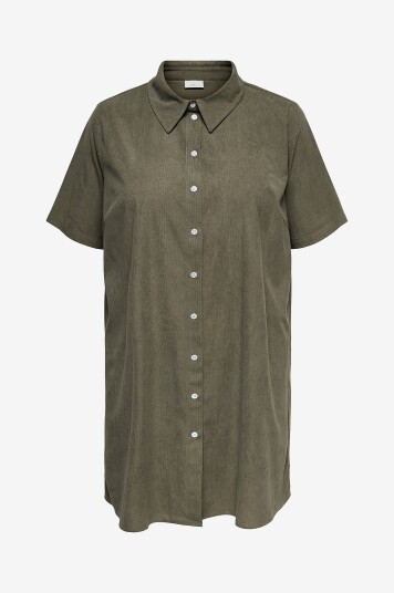 Only Carmakoma Kjole Carkinta Cord 2/4 Shirt Knee Dress Grønn