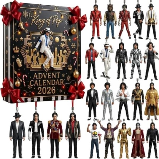 2026 Michael Jackson julekalender klassisk scene 2D akryl hengende figur juletrepynt gave til musikkfans A1 Random