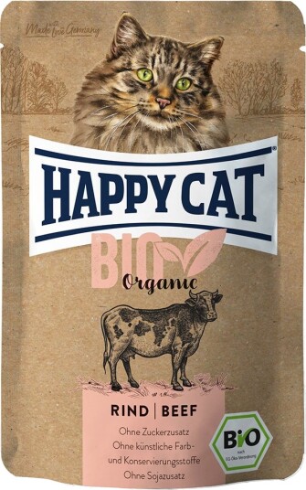 Happy Cat Våtfôr Økologisk Pose Økologisk Okse 6 X 85 G