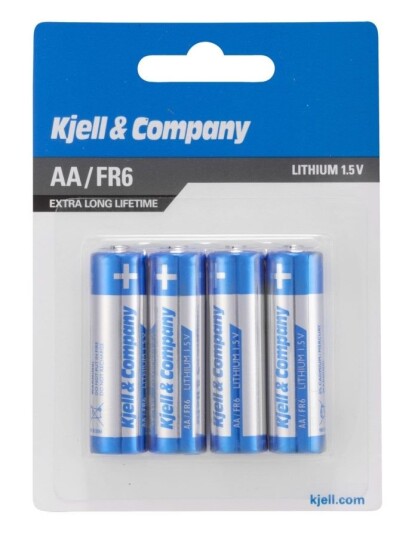 Kjell & Company AA-litiumbatterier, 4-pk.
