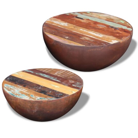 Bolleformede salongbord 2 stk gjenvunnet heltre 8718475995302