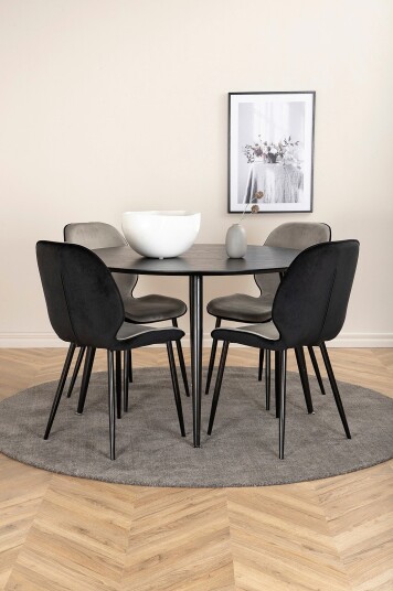 Venture Home Spisegruppe Dipp med 4 Emma spisestoler Svart Venture Home Spisegruppe Dipp med 4 Emma spisestoler Svart