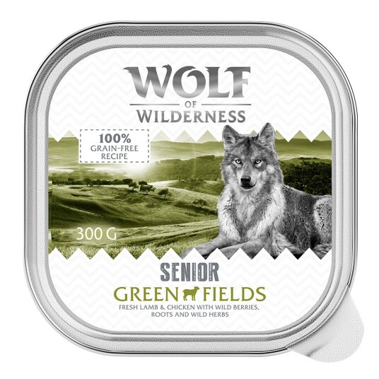 Wolf Of Wilderness Senior Duo-Protein Oppskrift 6 24 X 300 G Skål 6 X 300 G: Green Fields Lam Og Kylling Wolf Of Wilderness Senior Duo-Protein Oppskrift 6 24 X 300 G Skål 6 X 300 G: Green Fields Lam Og Kylling