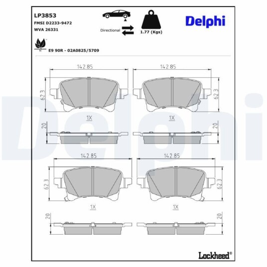 Bremseklosser DELPHI LP3853 Bremseklosser DELPHI LP3853