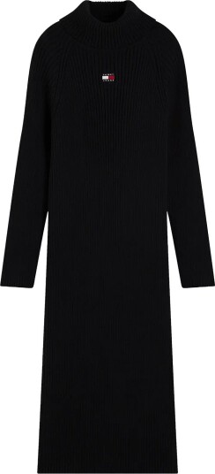 Tommy Jeans Tjw Badge Midi Sweater Dress   Black   L